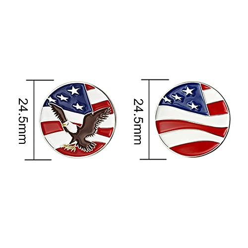 GOLTERS GOLTERS Golf Ball Markers Assorted Patterns Value Pack of 12 Golf Gifts, Golf Cap Clips and Divot Repair Tools Parter Accessories Sets for Men Women Golfer (American Flag 1)