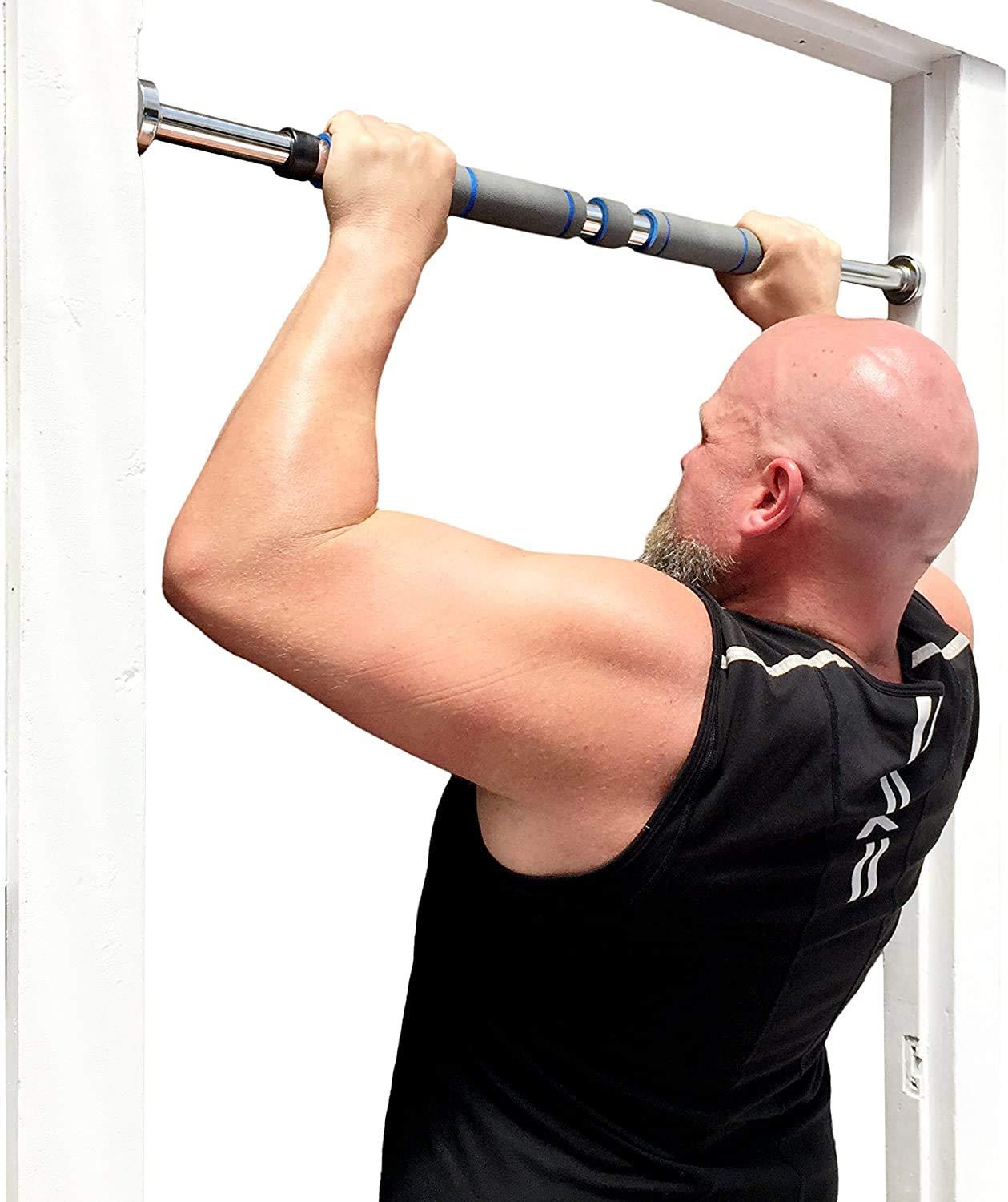 GF Garren Fitness Garren Fitness Maximiza Pull Up Bar for Doorway - 27 to 39 Inches Adjustable Width Pullup Bar/Chin up Bar with 3 Sets of Screw-in Heavy-Duty Door-Mounts