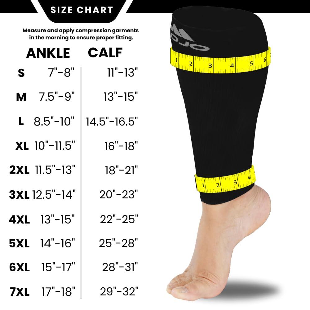 Mojo Compression Socks Mojo Compression Sleeve for Women and Men 20-30mmHg Plus Size - Men and Womens Footless Compression Socks for Travel, Airplane, Sports - Black, 6X-Large - A604