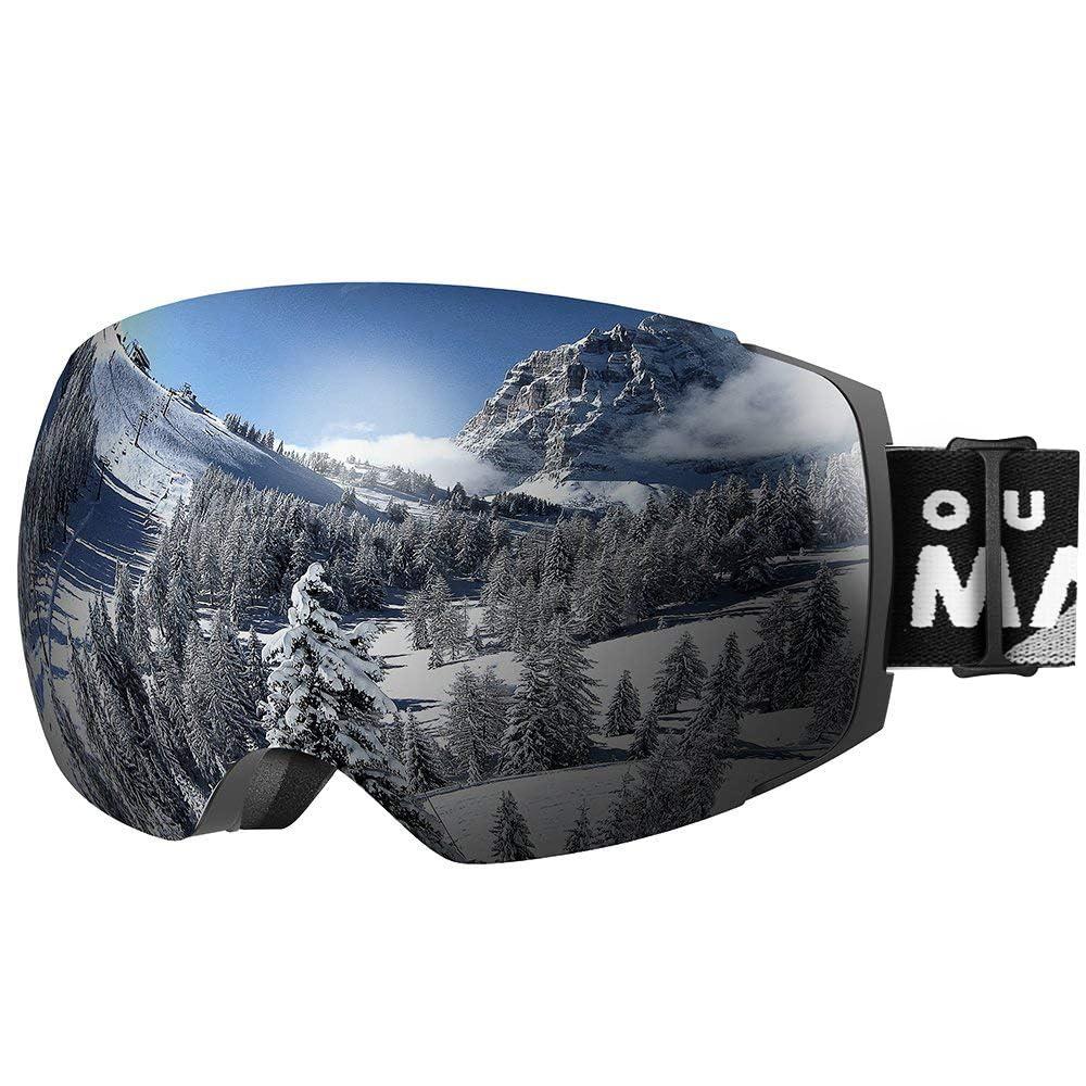 OutdoorMaster OutdoorMaster Ski Goggles PRO - Frameless, Interchangeable Lens 100% UV400 Protection Snow Goggles for Men & Women (VLT 10% Grey Lens Free Protective Case)