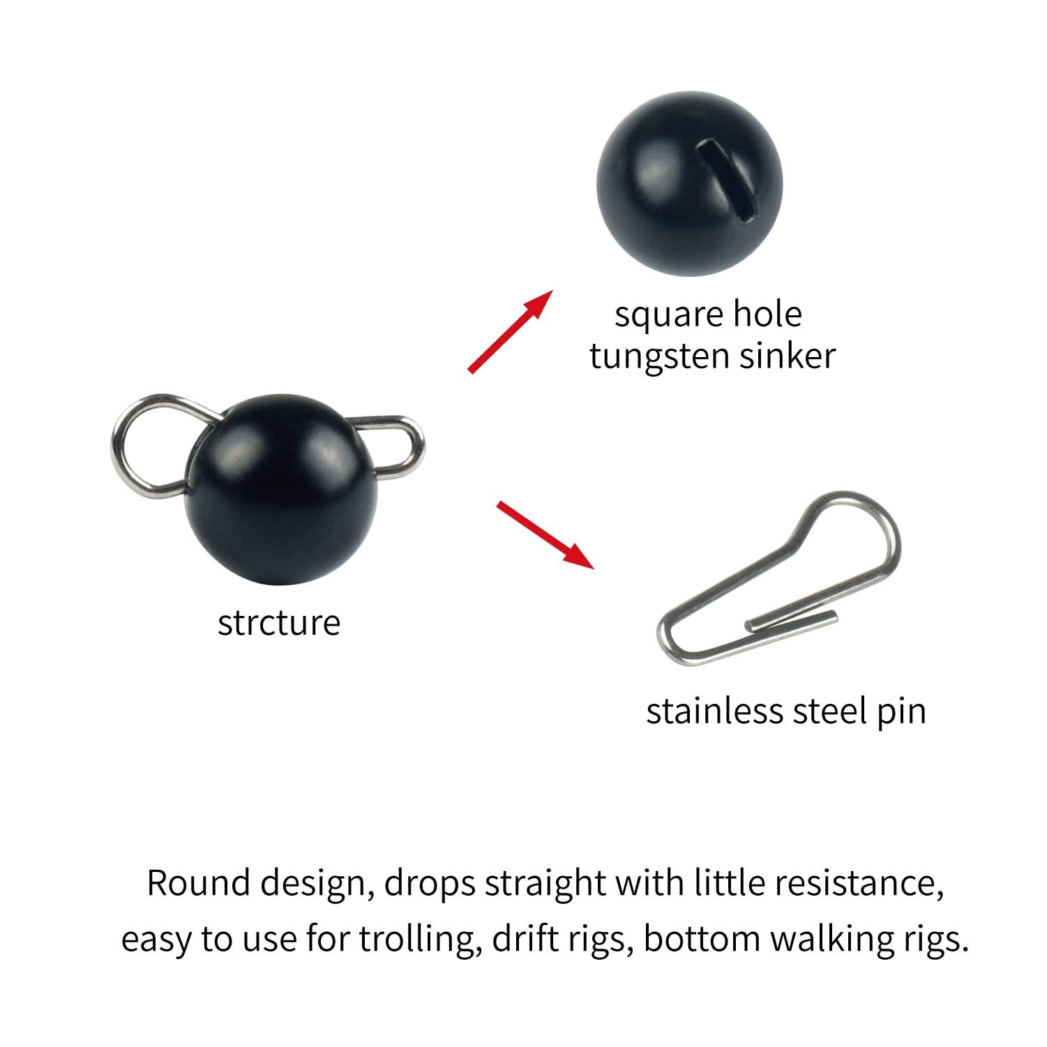 MUUNN MUUNN 10Pcs Tungsten Cheburashka Weights Fishing Sinkers, 1~30g Tungsten Cannonball Jig Head Fishing Weights Tungsten Cheb Rig Weights, Black(3.0g)