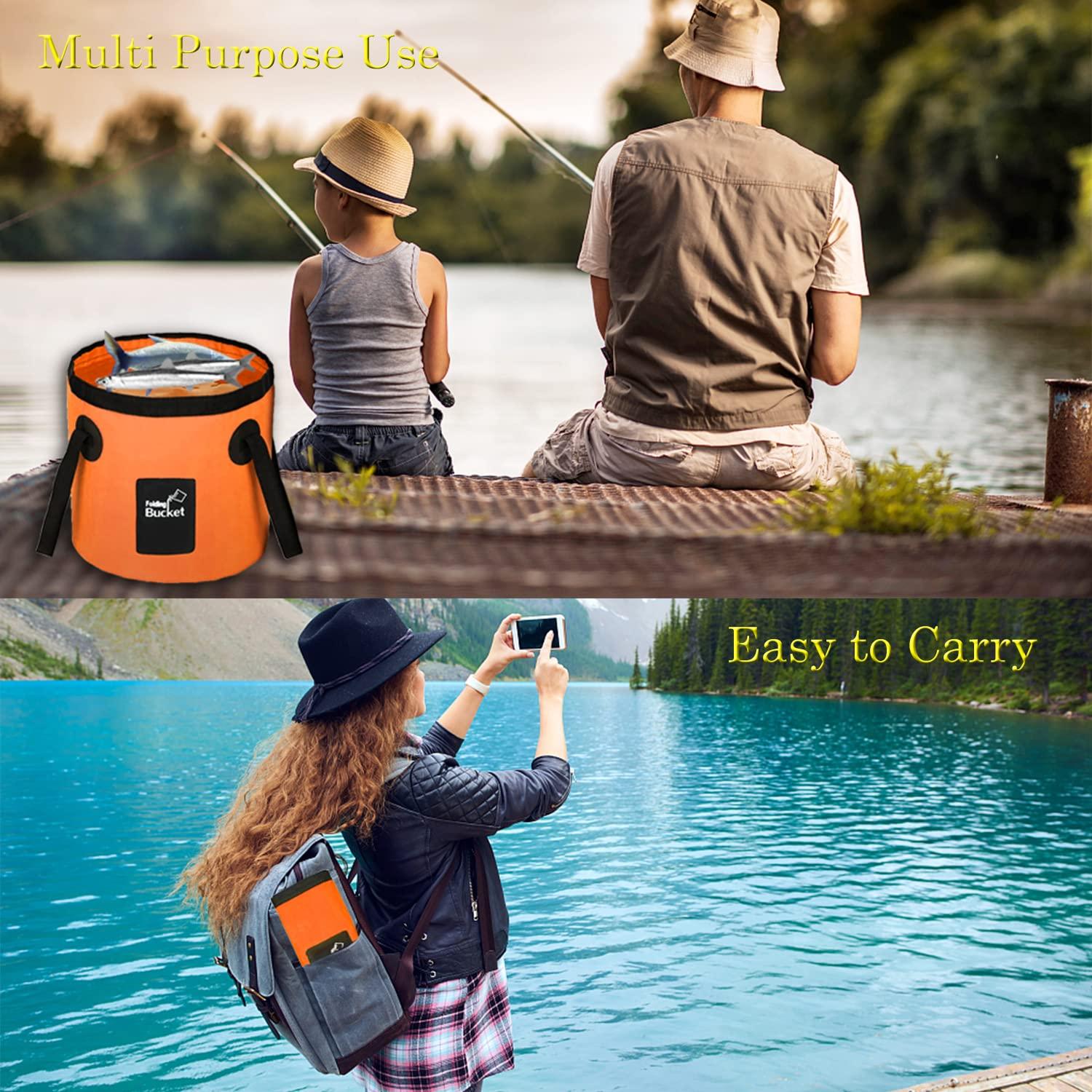Esthesia Collapsible Bucket, Esthesia 5 Gallon Bucket Multifunctional Portable Collapsible Wash Basin Folding Bucket Water Container Fishing Bucket for Travelling Camping Hiking Fishing Gardening