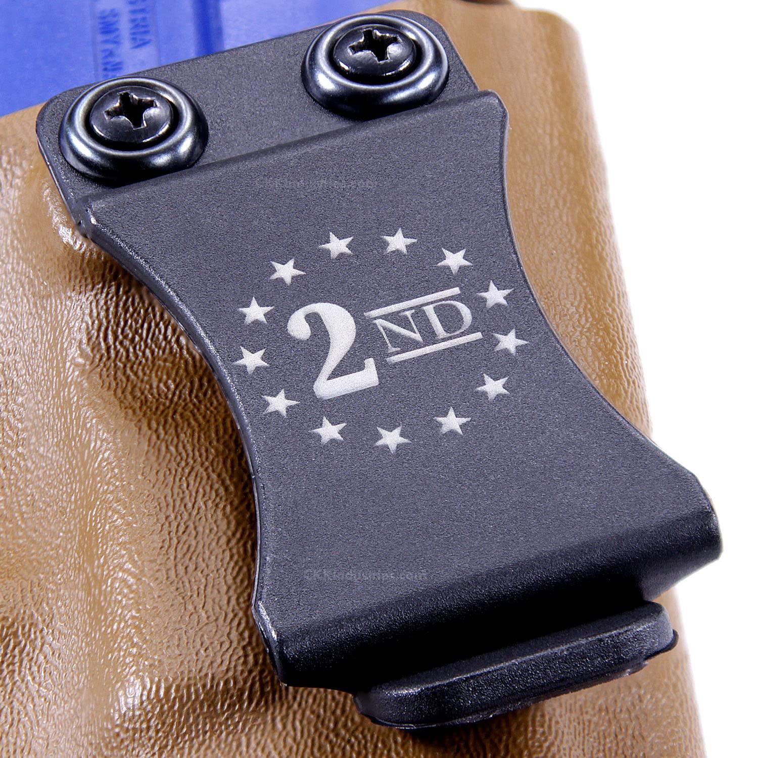 Holstex KYDEX Belt Clip for Holsters & Sheaths (w/2nd Amendment - Stars Engraving) - (Fits 1.75in Belts) - (Inside-The-Waistband/IWB) - (USA Made) - (1 Pack)