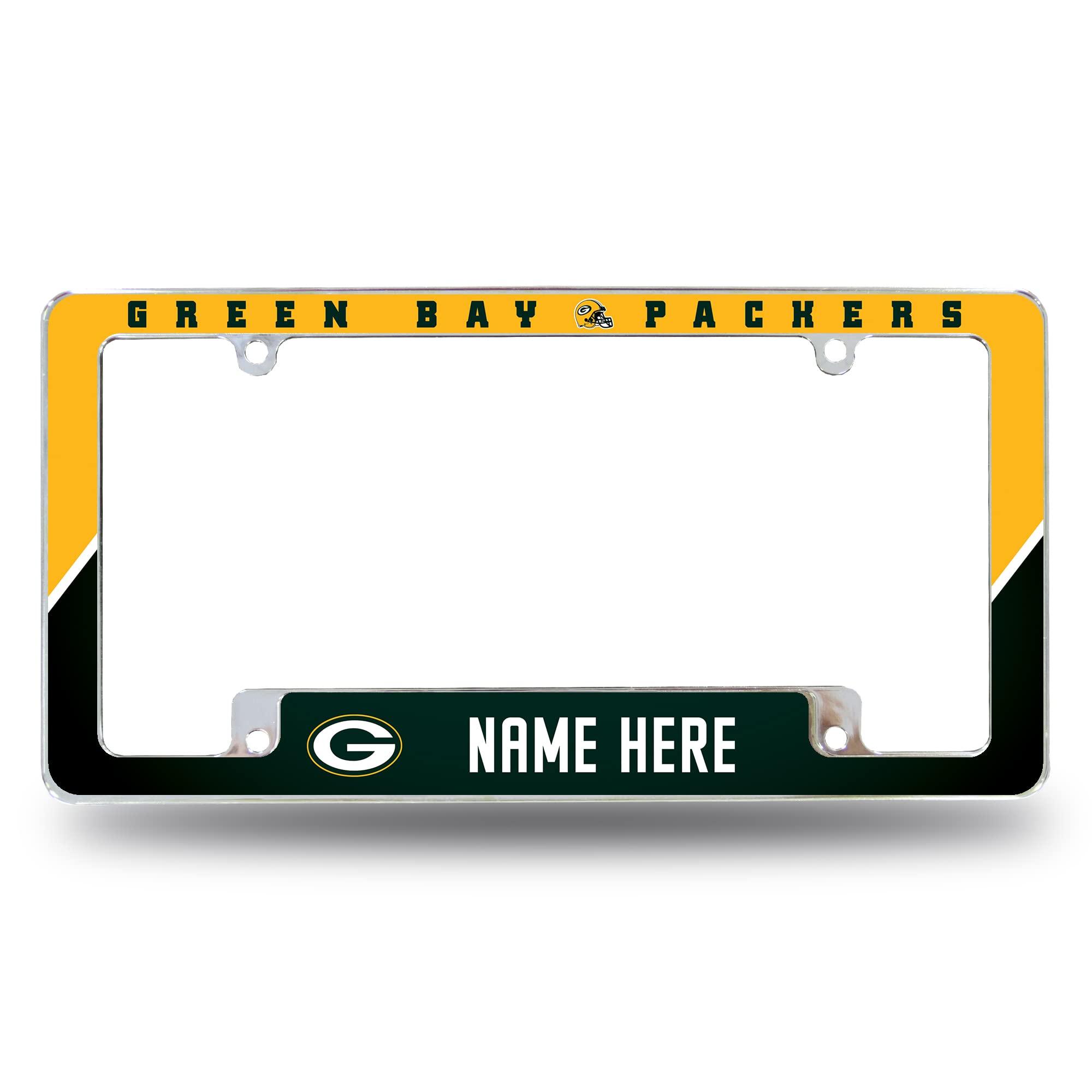 Rico Industries Rico Industries NFL Football Green Bay Packers Personalized/Custom 12\" x 6\" Chrome All Over Automotive License Plate Frame for Car/Truck/SUV