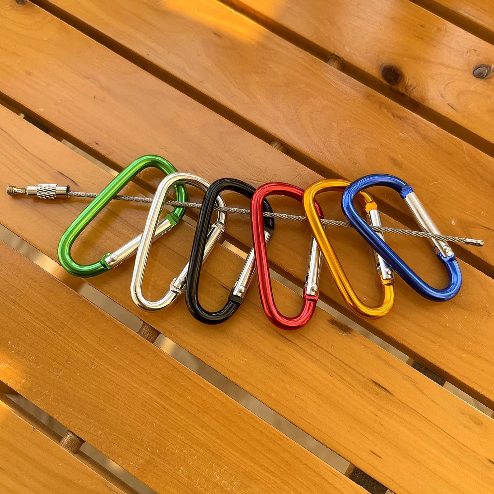 XIECHANEE XIECHANEE 30PCS 2\" Carabiner Clips, Small D Shape Carabiner Clips with Key Rings and Wire Keychain Cable, Multicolor