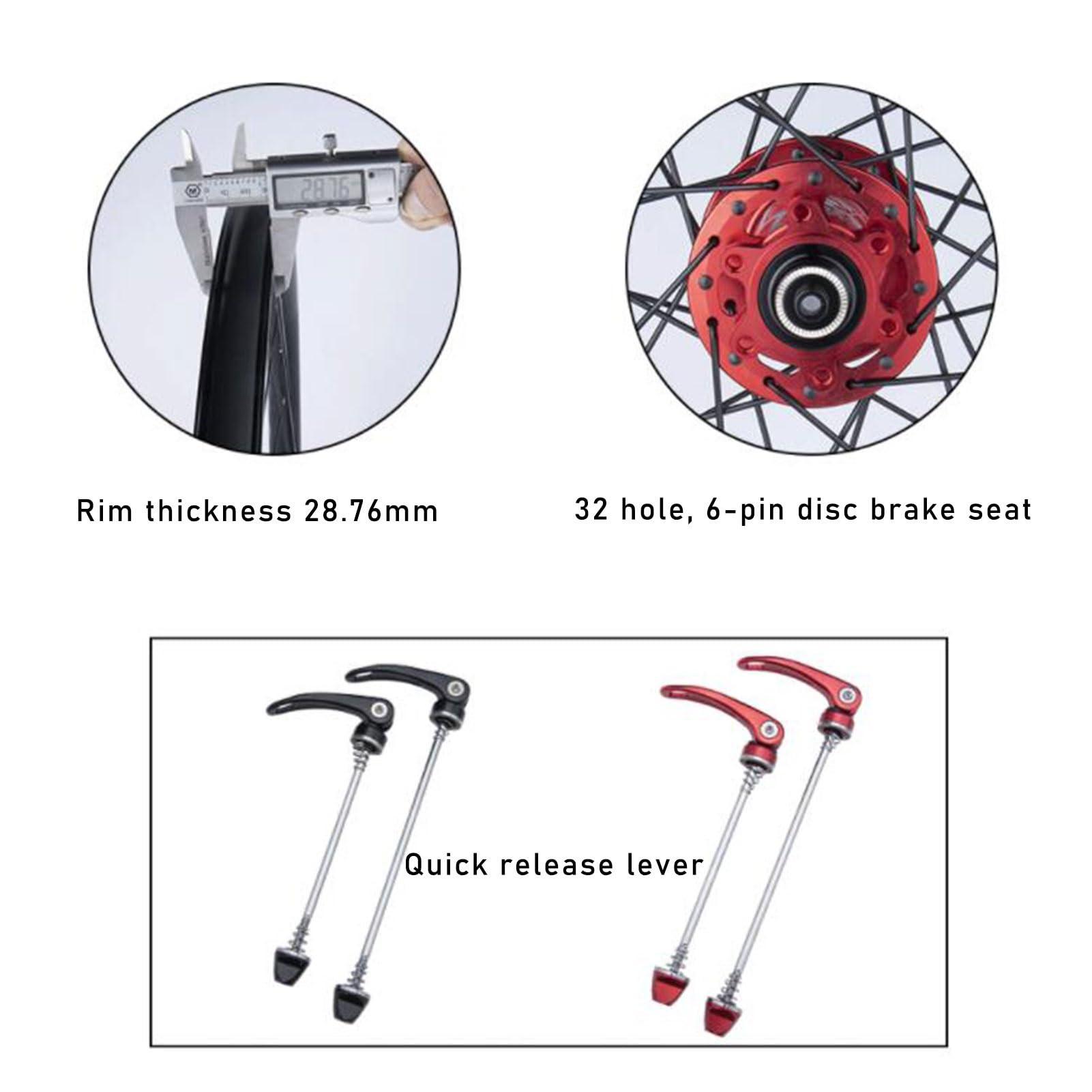 ZECHAO ZECHAO Mountain Bike Wheel Set 26/27.5/29in,Aluminum Alloy Disc Brake Double Wall Rims 32H Spokes Front 2 Rear 4 Bearings 8/9/10/11 Speed Wheelset (Color : Gold, Size : 29inch)