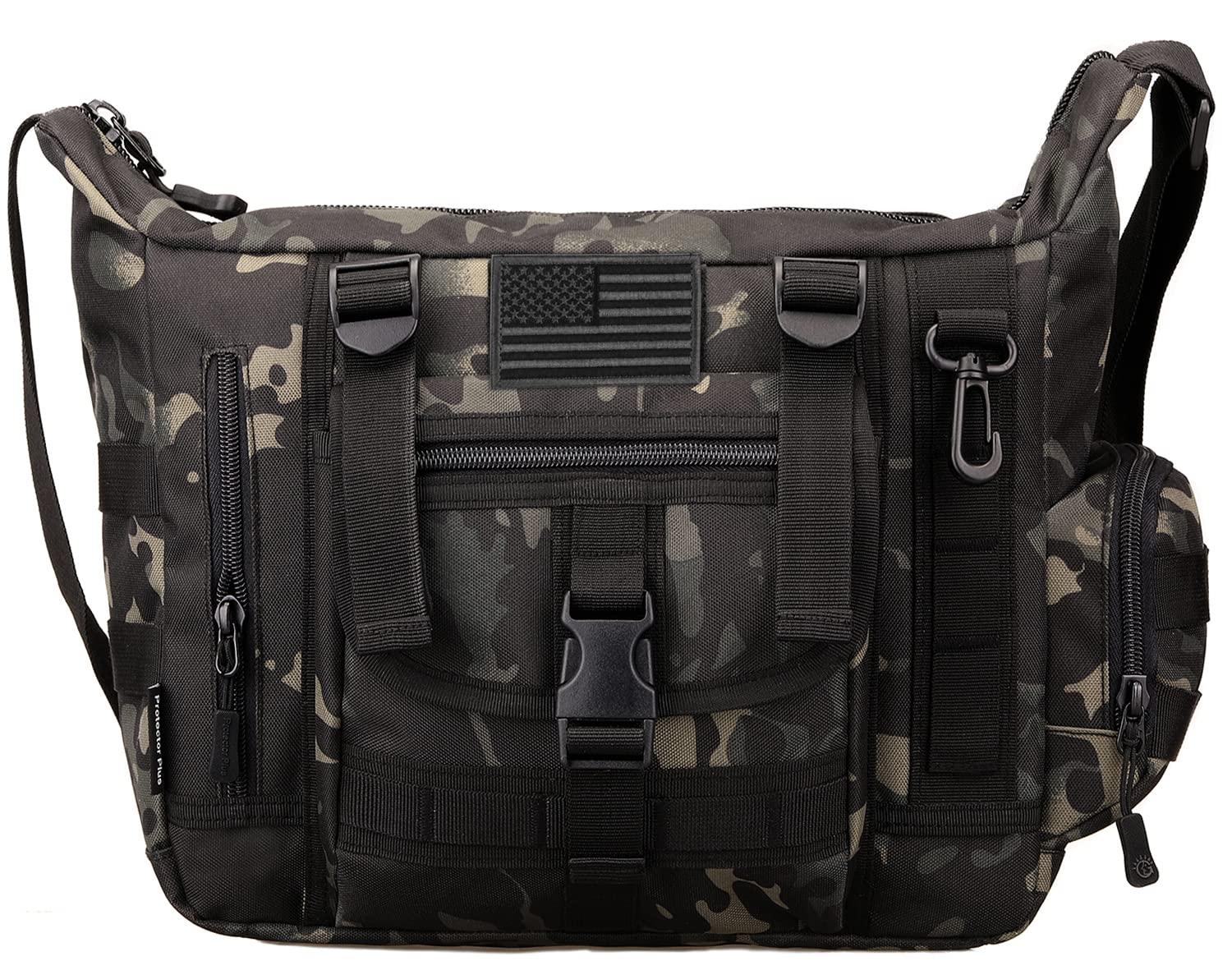SunForMorning SunForMorning Tactical Messenger Bag Military Molle Briefcase Crossbody Shoulder Bags for Working Cycling Hunting Camping, Black Camo