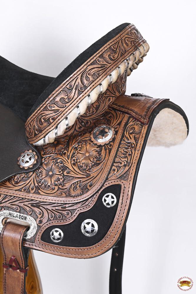 HILASON HILASON Western Horse Treeless Saddle American Leather Trail Barrel Tack | for Horses