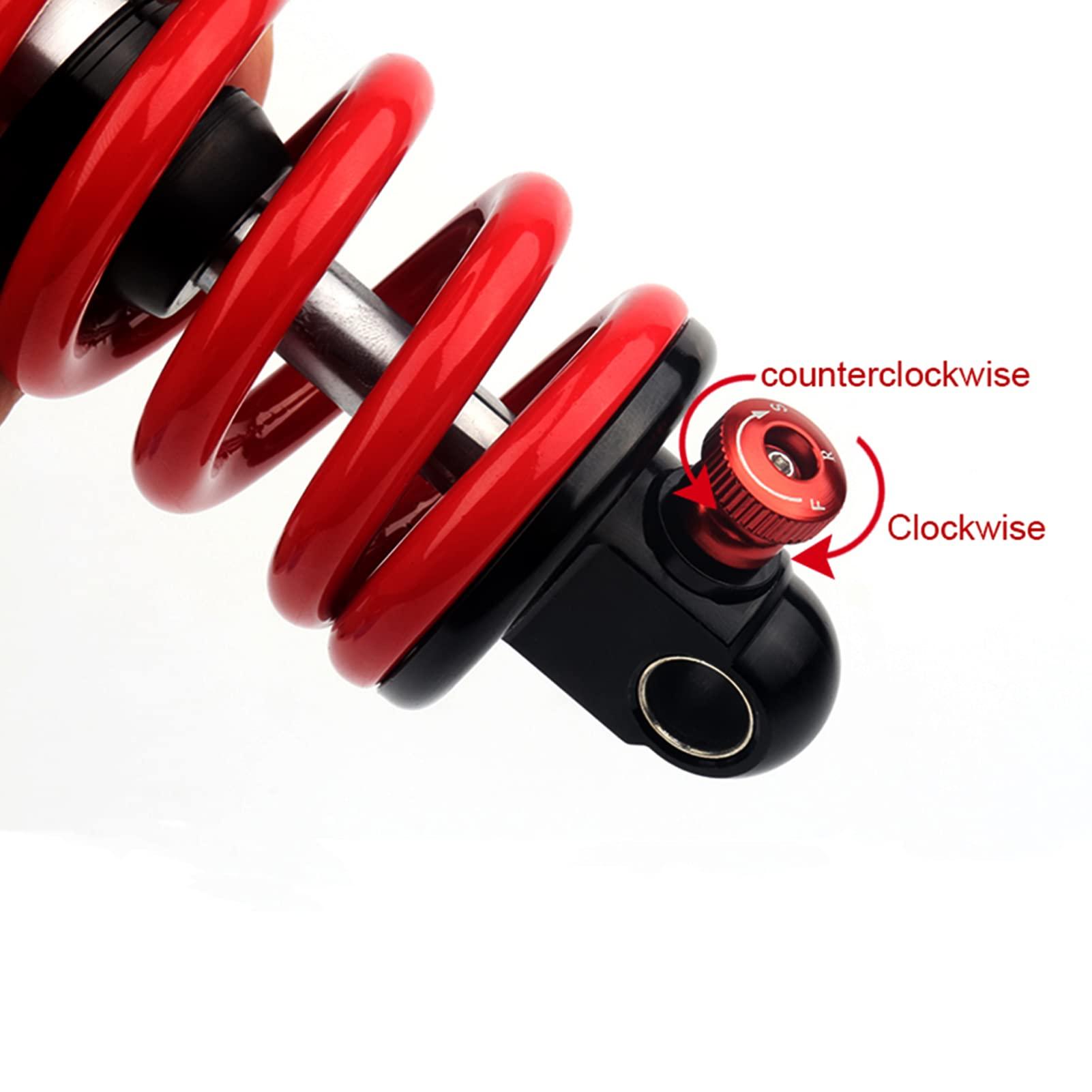 JFOYH JFOYH Adjustable Oil+Coil Spring Rear Shock Suspension, Shock Absorbers for Downhill MTB Bike/E-Bike, 240mm X 550lbs - Red