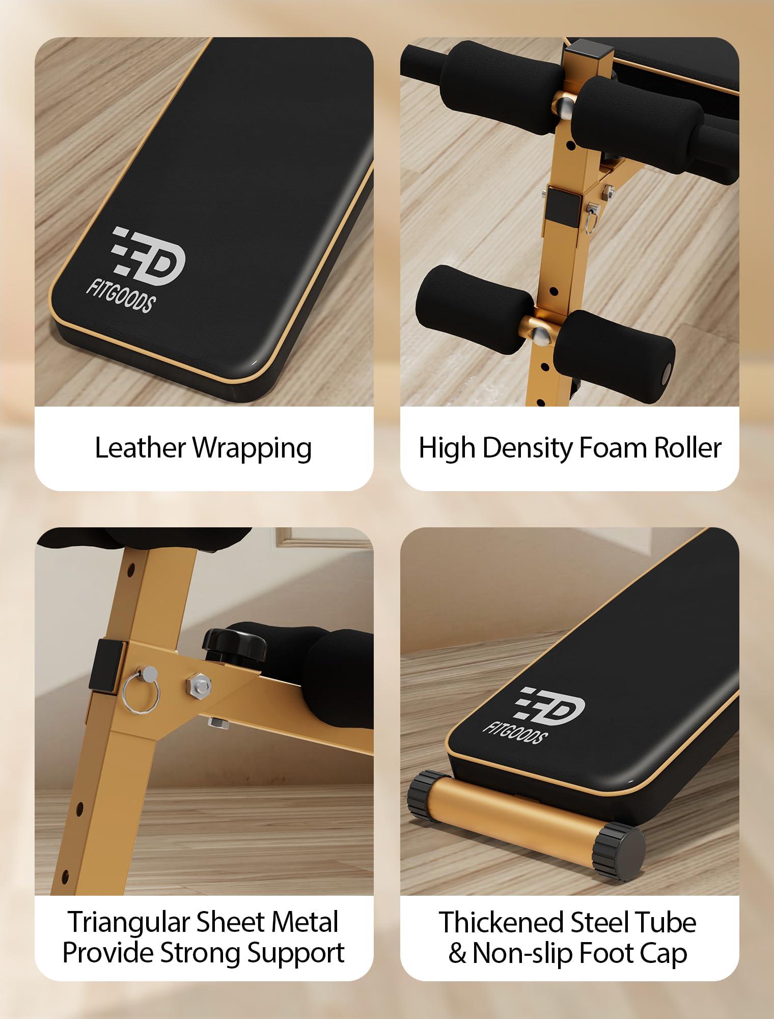 FitGoods FitGoods Sit Up Bench, Adjustable Workout Bench for Ab Exercise, Curved Incline/Decline Slant Bench, Five Adjustment Levels, Great Home Gym Workout Equipment for Building Abs and Core Muscles