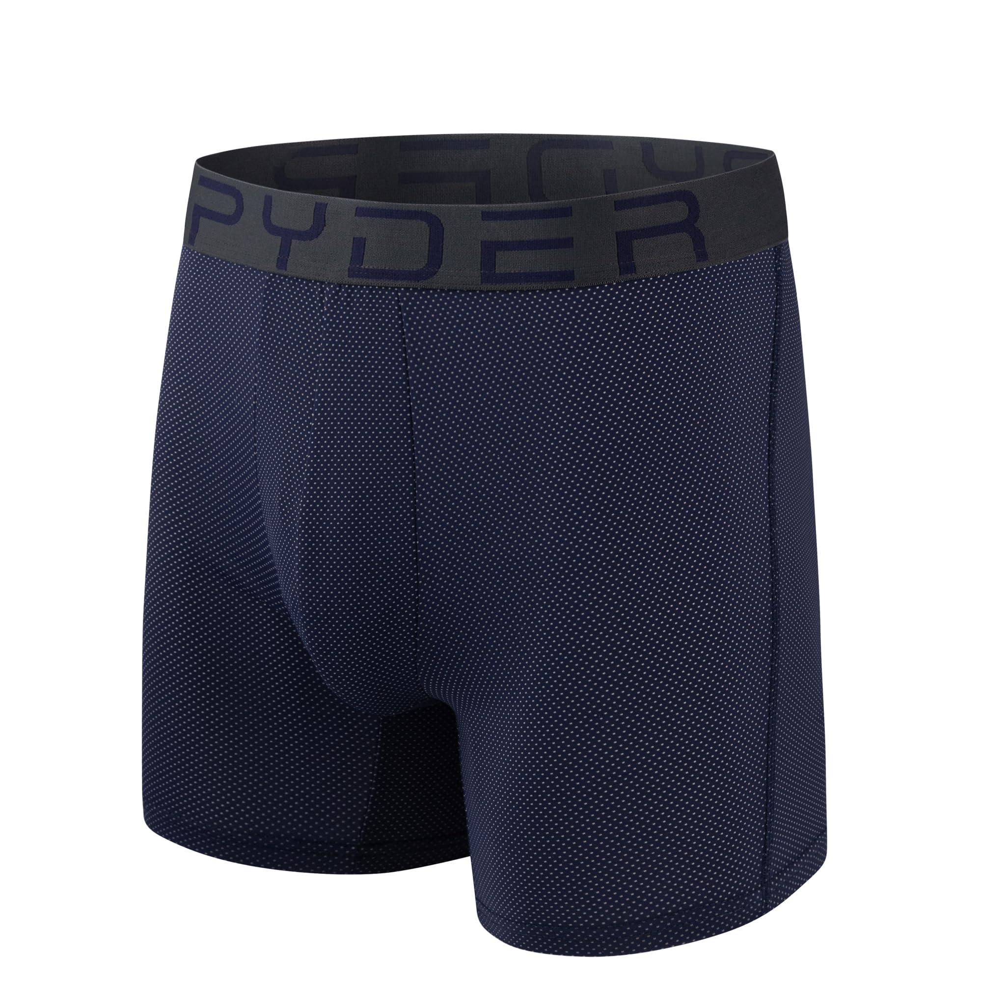 Spyder Spyder Performance Mesh Mens Boxer Briefs Sports Underwear For Men (Large, Black/Navy/Black/Grey)