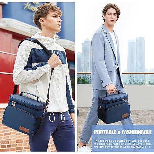 TuErCao TuErcao Cooler Bag - Leak Proof Portable Collapsible Soft Cooler Ice Chest for Beach Hiking Picnic Camping Travel Cooler for Car Road Trips, Lunch Box Cooler for Men Work Hieleras para Trabajo, Blue