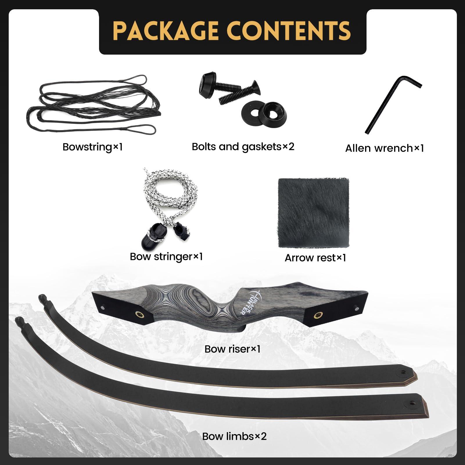 Obert Obert Original Black Hunter Takedown Recurve Bow 60inch with Bamboo Core Limbs Archery Hunting Target Practice