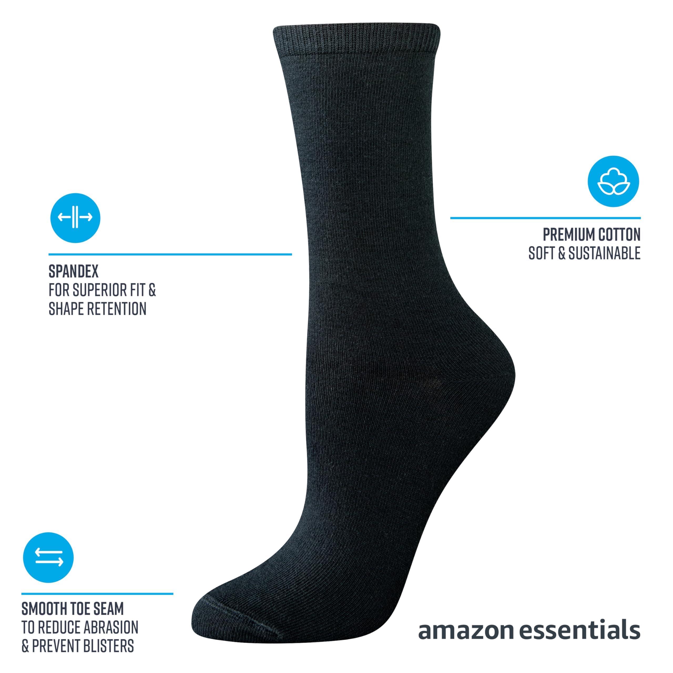 Amazon Essentials Amazon Essentials Women's Casual Crew Socks, Lightweight, 6 Pairs, White, 6-9