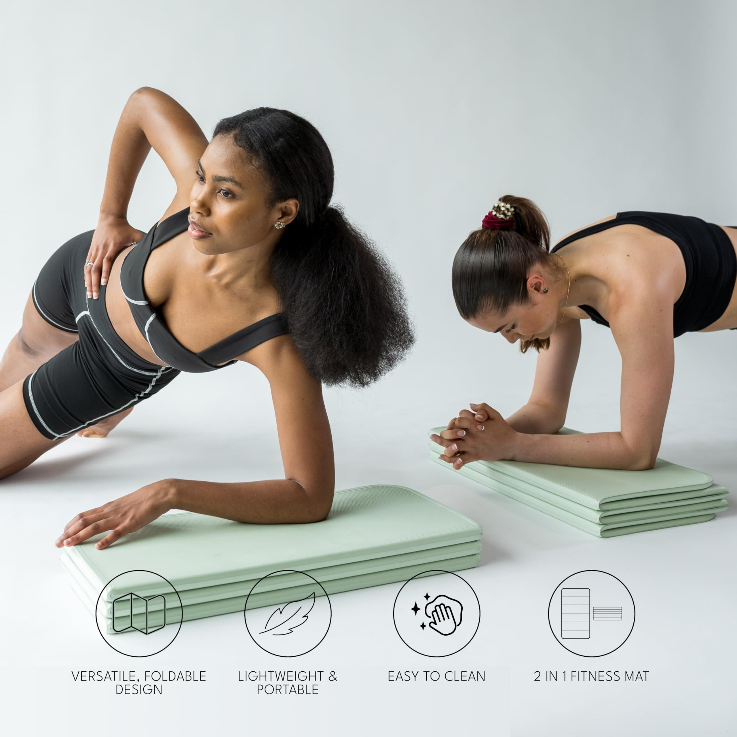 Stakt Stakt Foldable Multi-Purpose Fitness & Yoga Mat with Patented Design, Workout Mat with Non-Slip Surface, Portable & Lightweight, For Studio or Home Use, As Seen on Shark Tank (Seafoam)
