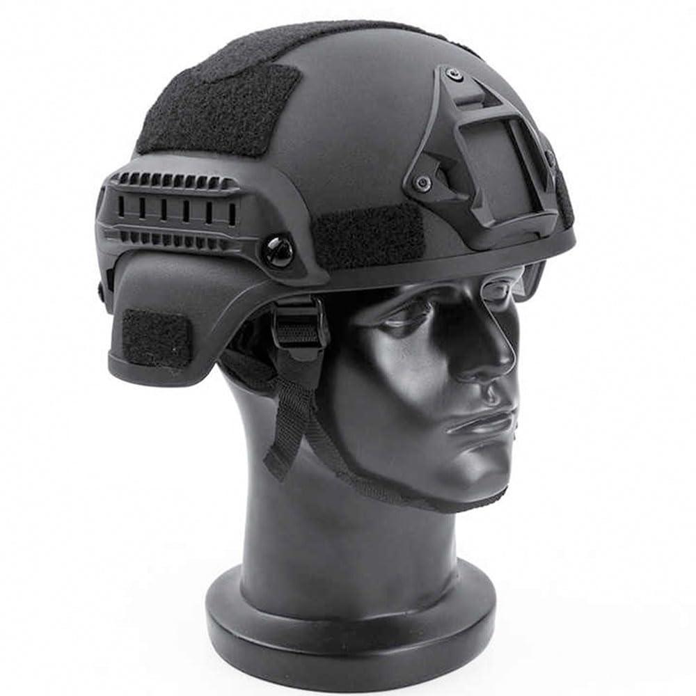 CMAIR4U CMAIR4U Airsoft Helmet Mich 2000 Tactical Helmet with Ear Protection, Front NVG Mount and Side Rail (Black)