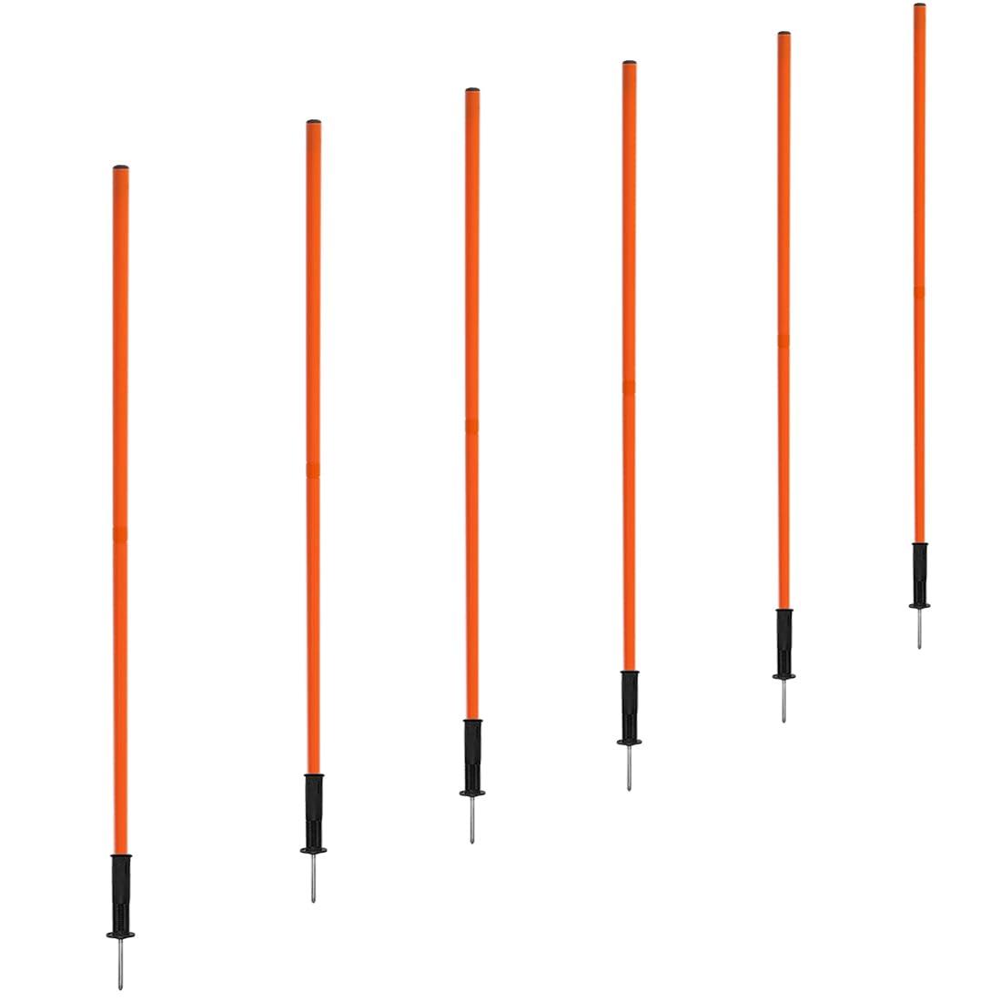 TNZMART TNZMART Orange Spring Speed Pole Set Soccer Plug-in Type Dribbling Pole Agility Coaching Sticks with Black Spring Nailing Base (Pack of 6, 4.9 FT)