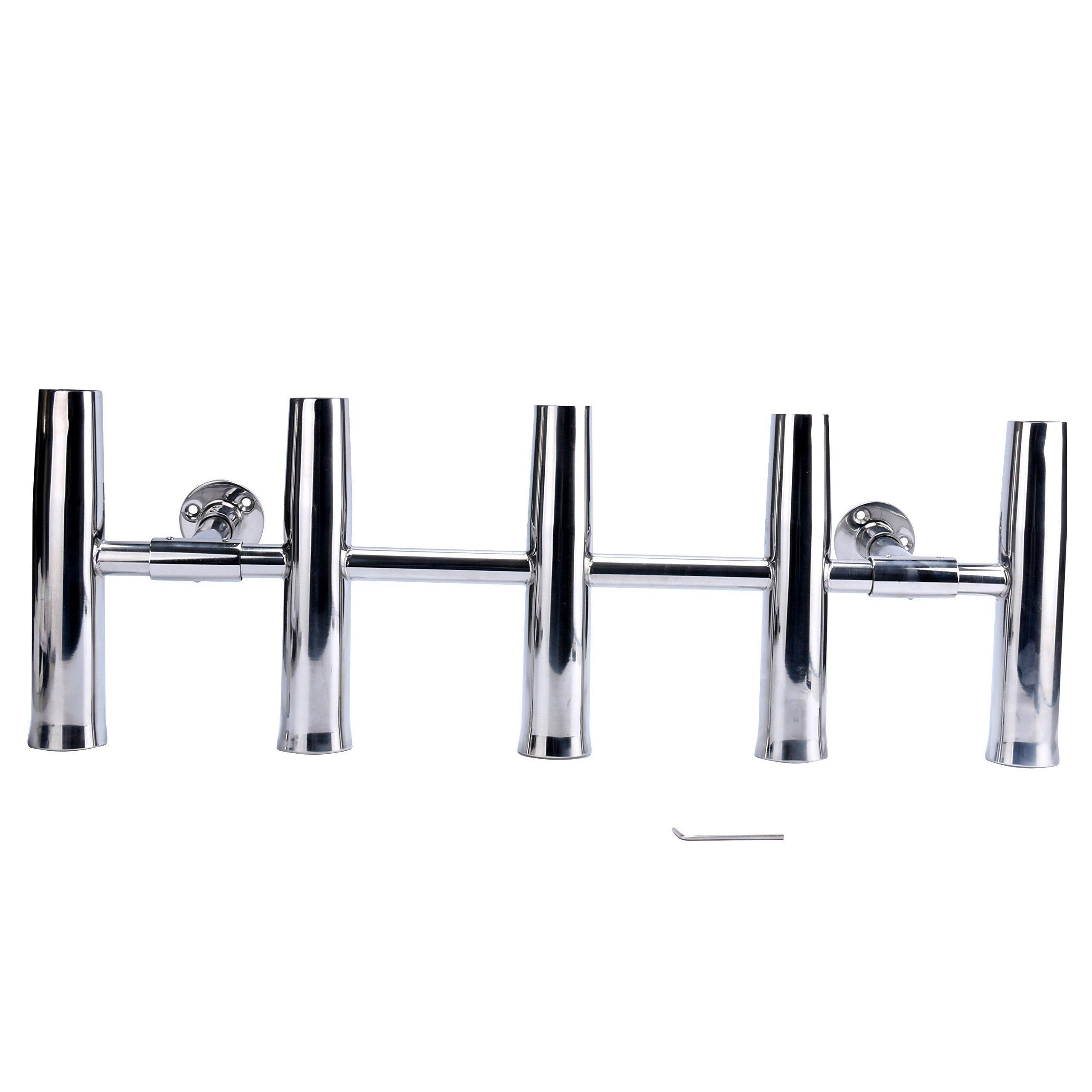 Amarine Made Amarine Made 5 Tube Adjustable Stainless Rocket Launcher Rod Holders , Can Be Rotated 360 Deg