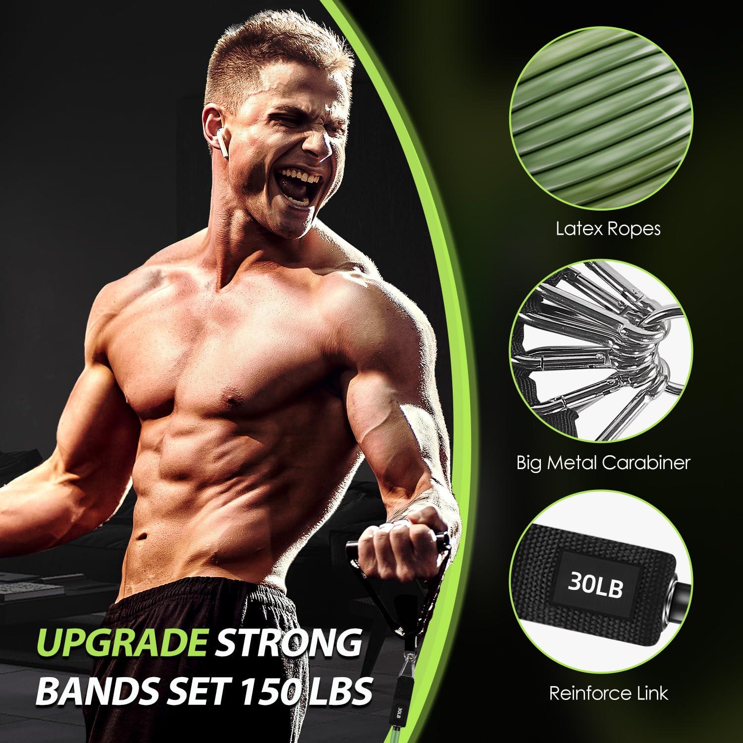 WHATAFIT WHATAFIT Resistance Bands, Exercise BandsResistance Bands for Working Out, Work Out Bands with Handles for Men and Women Fitness, Strength Training Home Gym Equipment