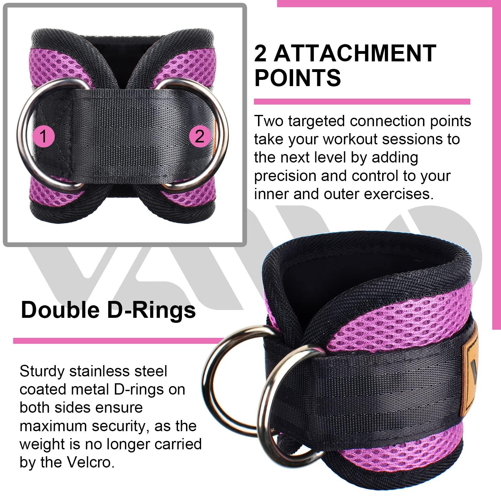 VAIIO VAIIO Ankle Straps for Cable Machines,Adjustable Comfort fit Neoprene, Reinforce Double D-Ring - Premium Ankle Cuffs to Improve Abdominal Muscles, Lift The Butts, Tone The Legs for Men & Women