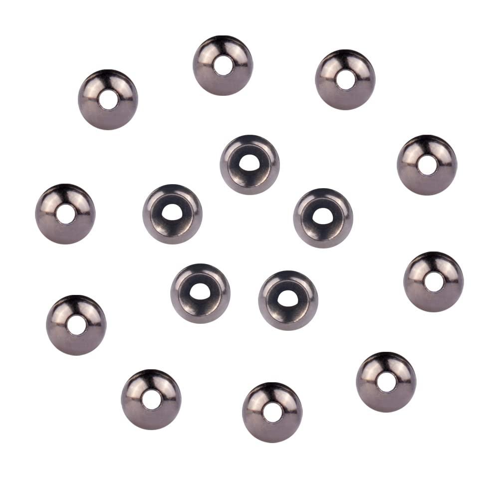 MUUNN MUUNN 150pcs Tungsten Cyclops Beads for Fly Tying, Sink Deeper and Faster 5 Colors/13 Sizes Countersunk Tungsten Beads Fly Tying Beads Head Fly Tying Materials(Black Nickel,4.6mm)