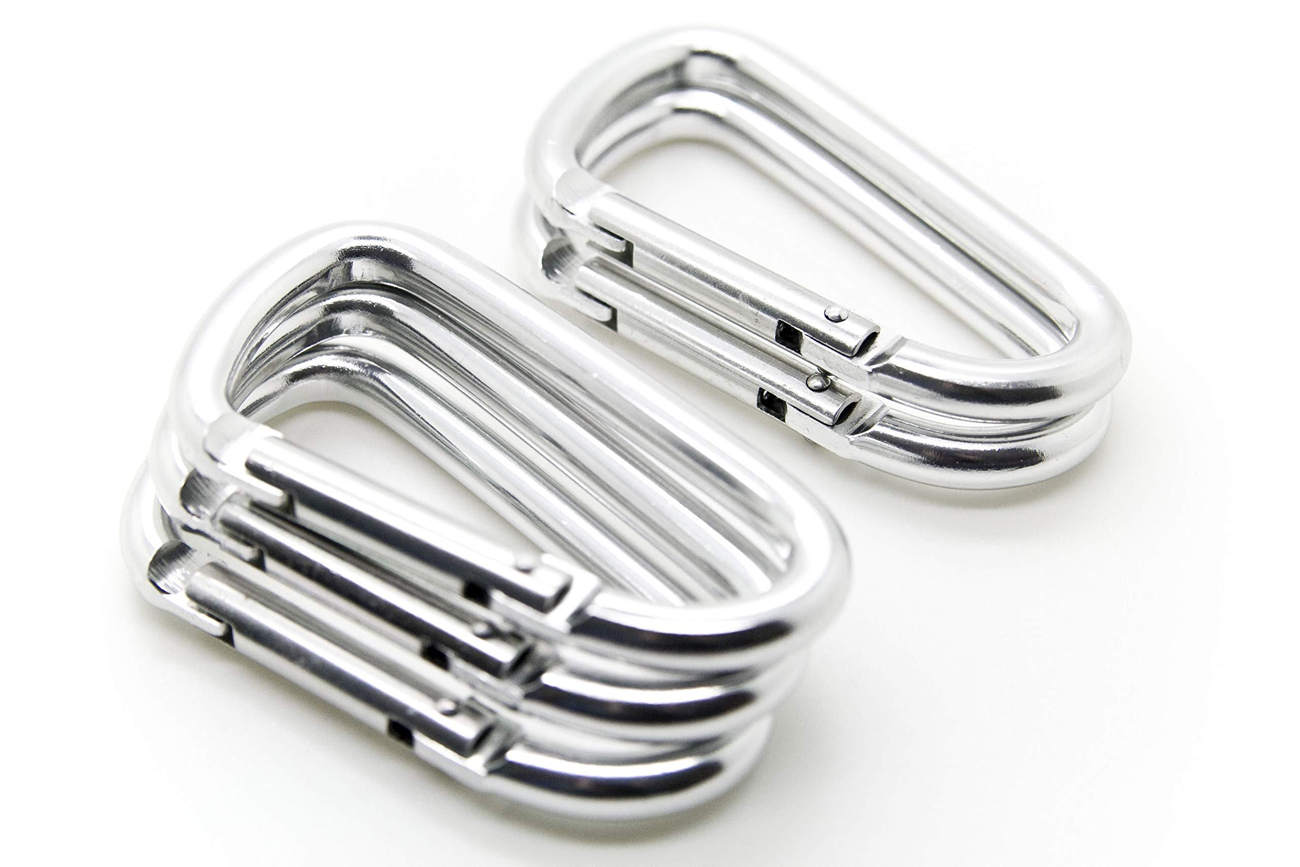 ONDEPOT 3\" Aluminum Carabiner D Shape Buckle Pack, Keychain Clip, Spring Snap Key Chain Clip Hook Buckle (Silver (12 Pack))