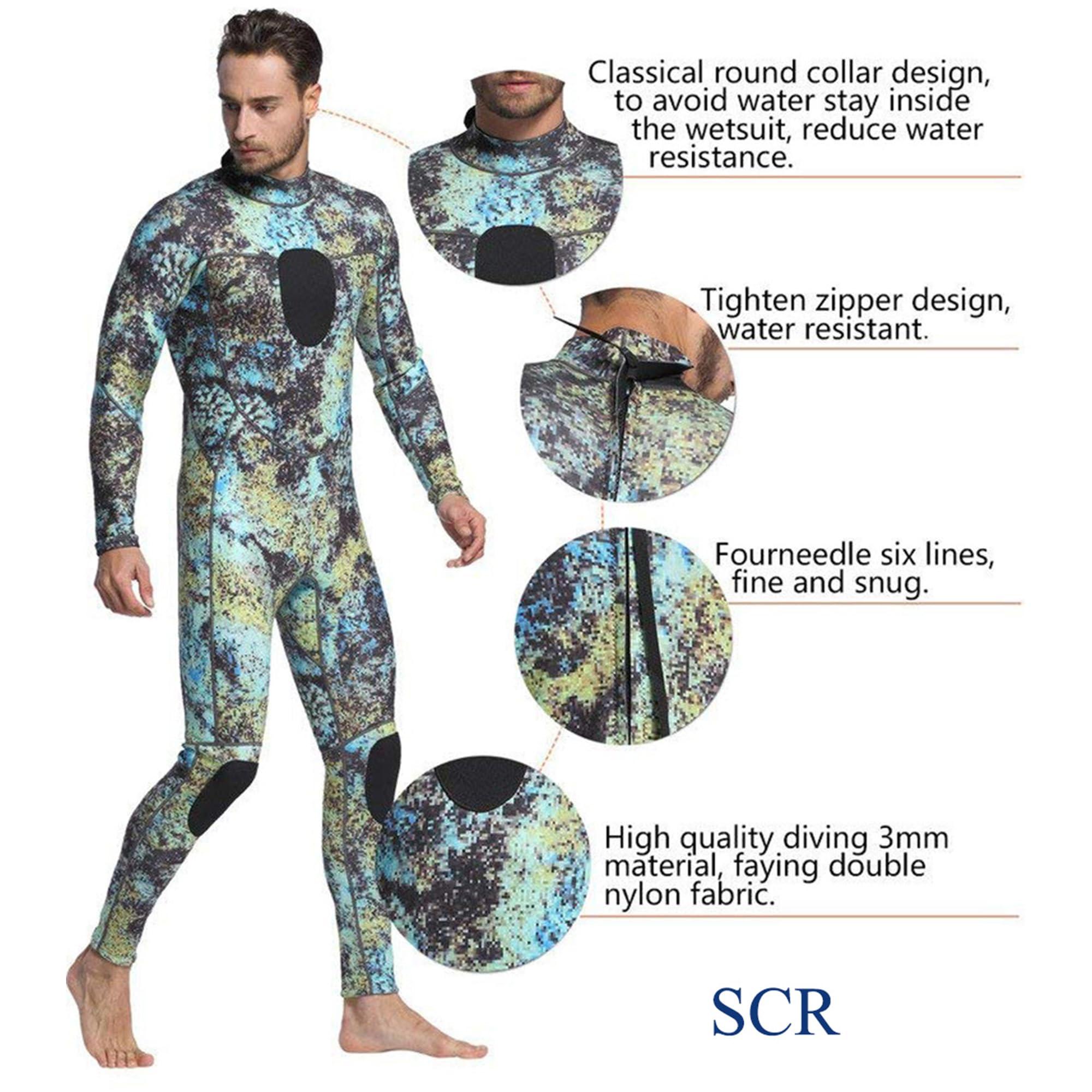 Dyung Tec Wetsuits Mens 3MM Camo Neoprene Scuba Diving Unisex One Piece Sport Skin Spearfishing Full Suit (L)