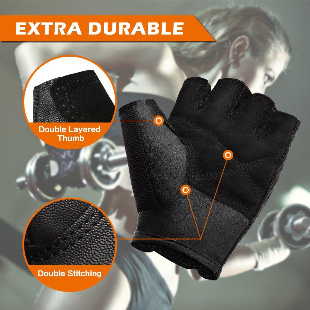 BEACE BEACE Weight Lifting Gym Gloves with Anti-Slip Leather Palm for Workout Exercise Training Fitness and Bodybuilding for Men & Women