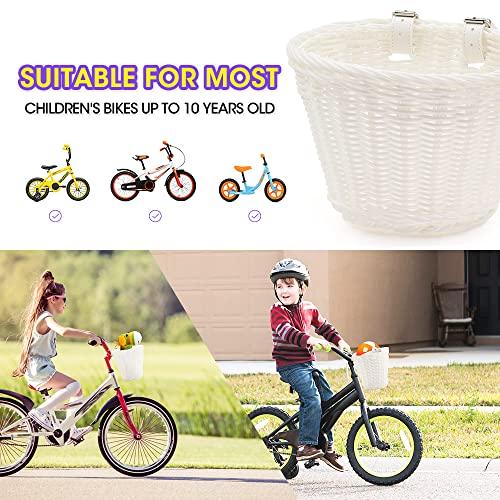 ANZOME ANZOME Kids Bike Basket, Bike Basket for Boy and Girl, Waterproof Plastic Woven Children\'s Bicycle Basket, Suitable for Most Children\'s Bicycles and Kids Tricycles
