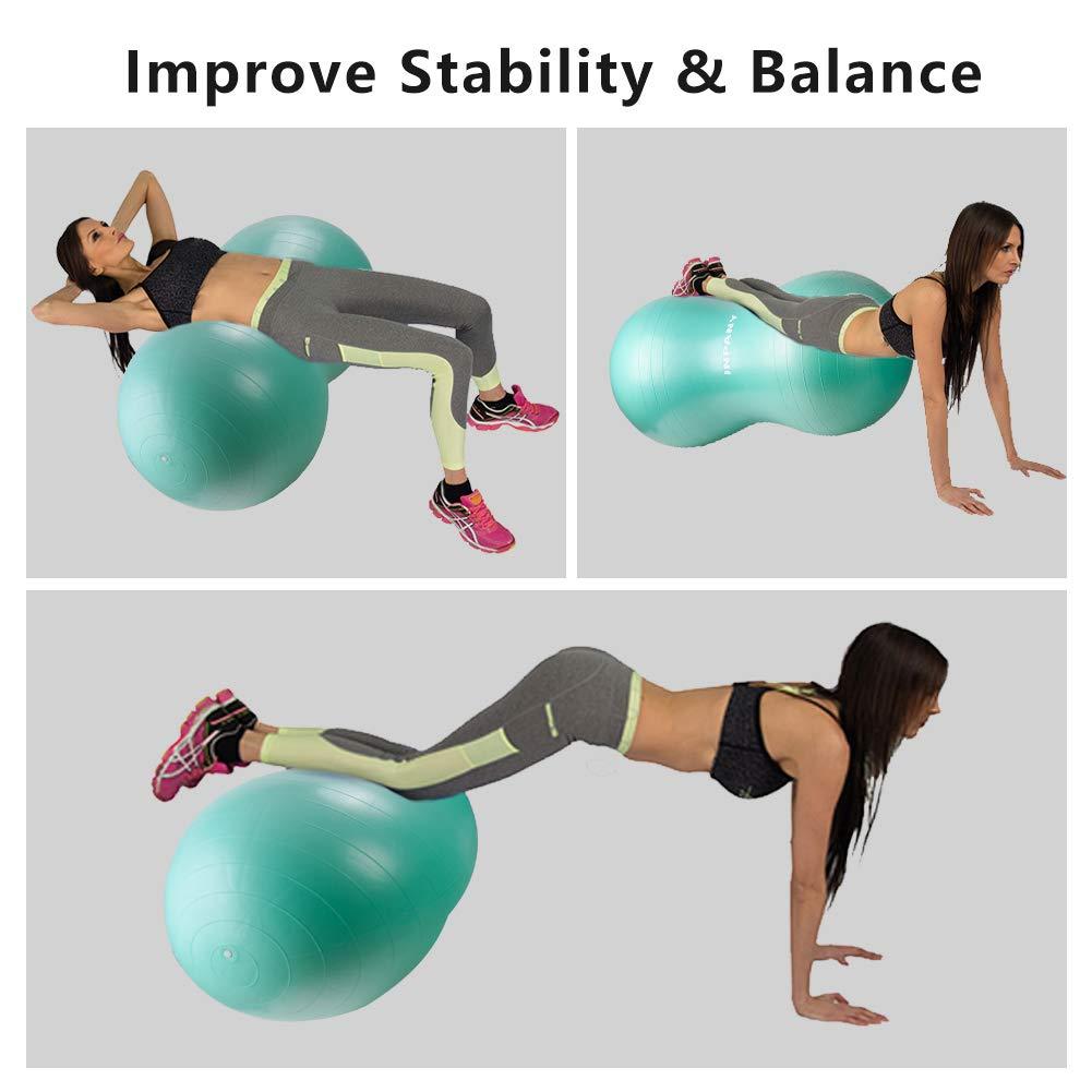 Inpany INPANY Peanut Ball - Anti Burst Exercise Ball for Labor Birthing, Physical Therapy for Kids, Core Strength, Home & Gym Fintness (Include Pump)