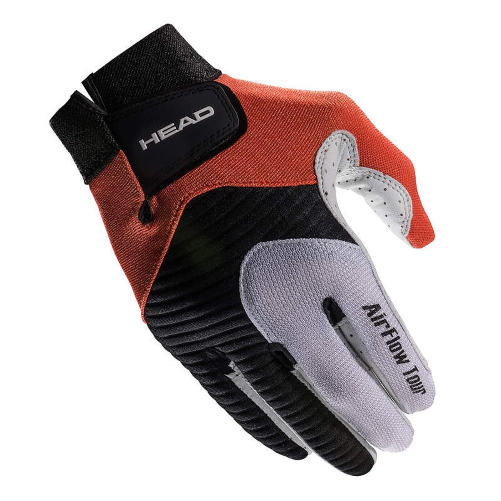 HEAD HEAD Leather Racquetball Glove - Airflow Tour Breathable Glove for Right & Left Hand - Black/Orange/White, Right - X-Large