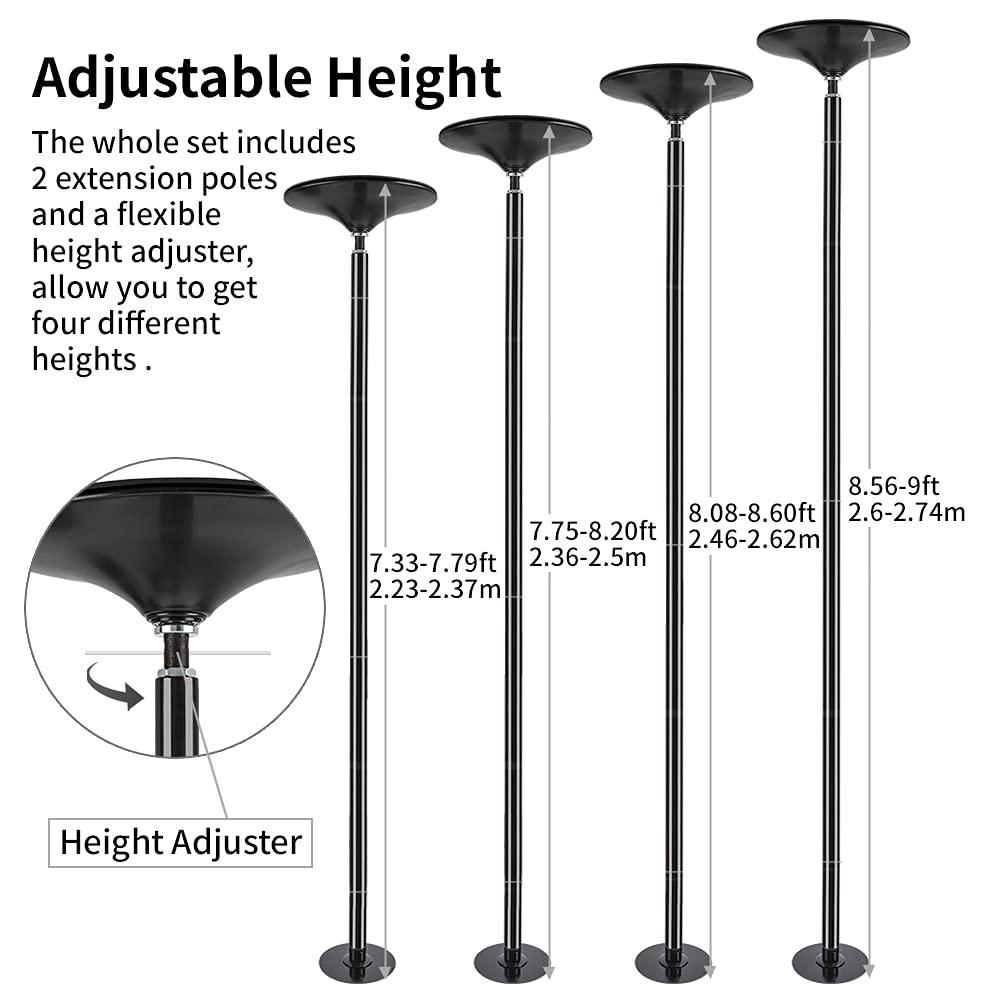 PRIORMAN PRIORMAN Pole Dancing - 45mm Spinning & Static Dance Pole Portable Dance Pole for Studio & Home Fitness (Black)