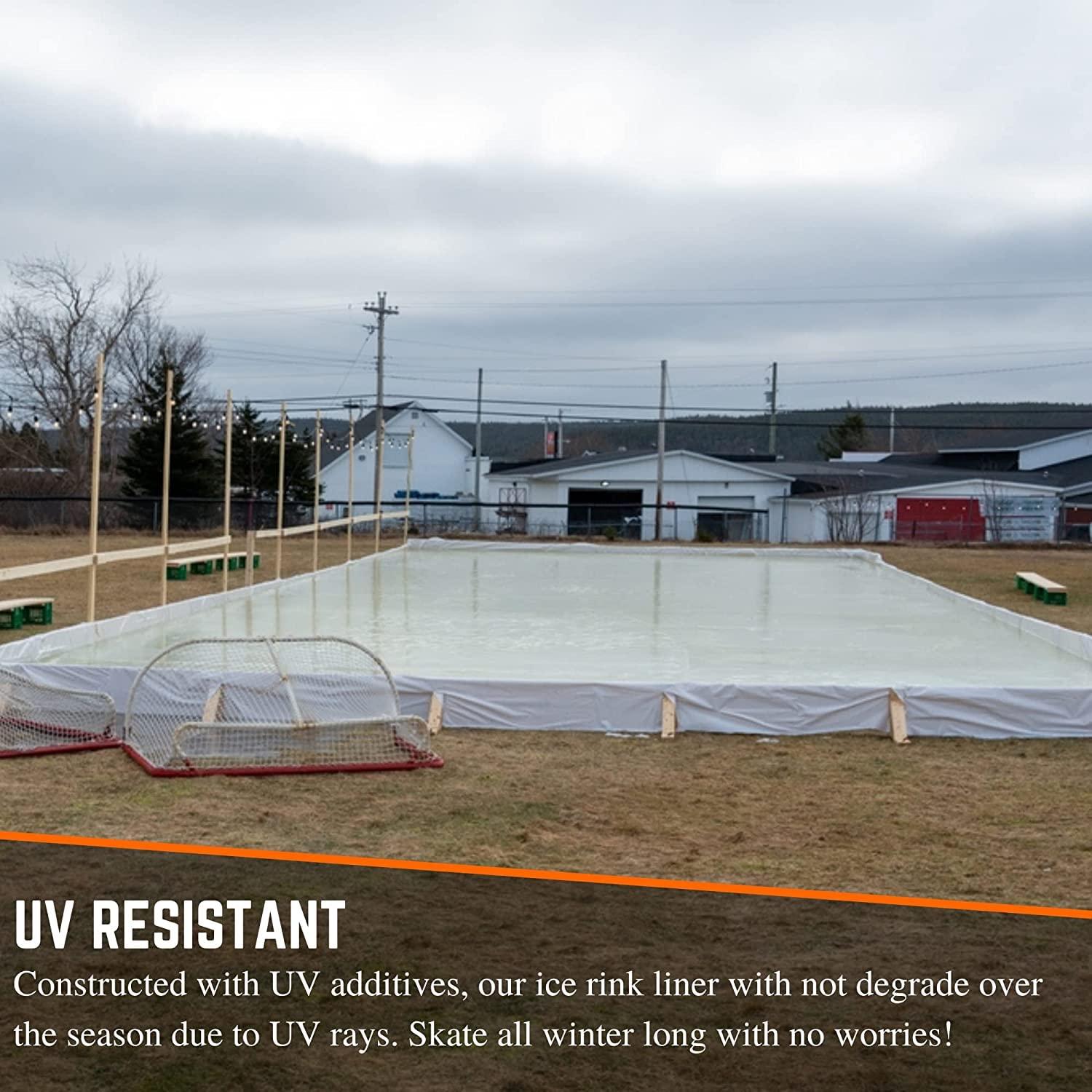 NineFit Basics Iron Sleek - Black/White Plastic Ice Rink Liner - 6 Mil - Backyard Ice Rink Kit Liner, Ice Skating Rink for Backyard, Ice Rink Liner for Backyard (30' x 60')