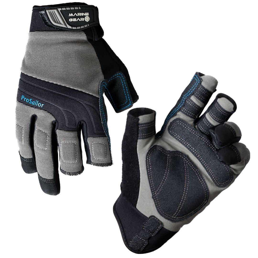 Marine Gear Marine Gear Sailing Gloves (Small) - 3-Finger Dexterity Sailing Gear with Better Grip, Neoprene and Padded Knuckles, Reinforced Pressure Points