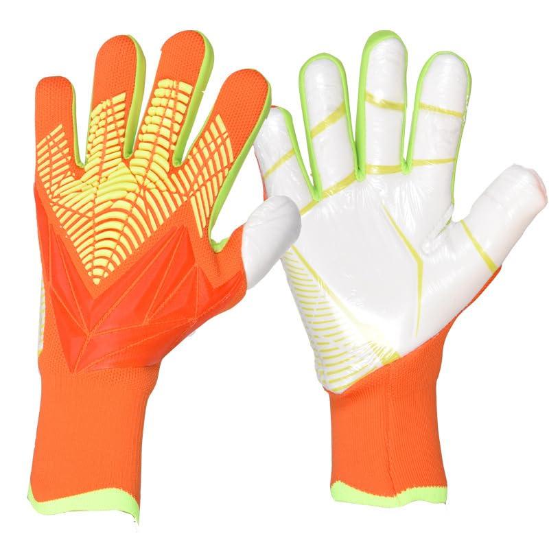 Froon Froon Soccer Goalkeeper Gloves Goalie Training Gloves Strong Grip Anti-Slip and Breathable for Adults and Children (Orange,7)