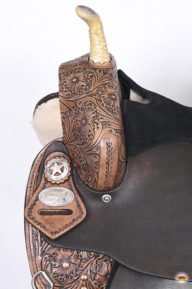 HILASON HILASON Western Horse Treeless Saddle American Leather Trail Barrel Tack | for Horses