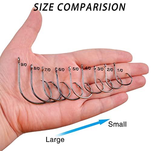 AGOOL Fishing Hooks Circle Hooks Saltwater, 50/150pcs in-line Circle Hooks High Carbon Steel Fish Hooks Straight Eye Barbed Point Catfish Hooks Octopus Hooks for Freshwater Saltwater Fishing