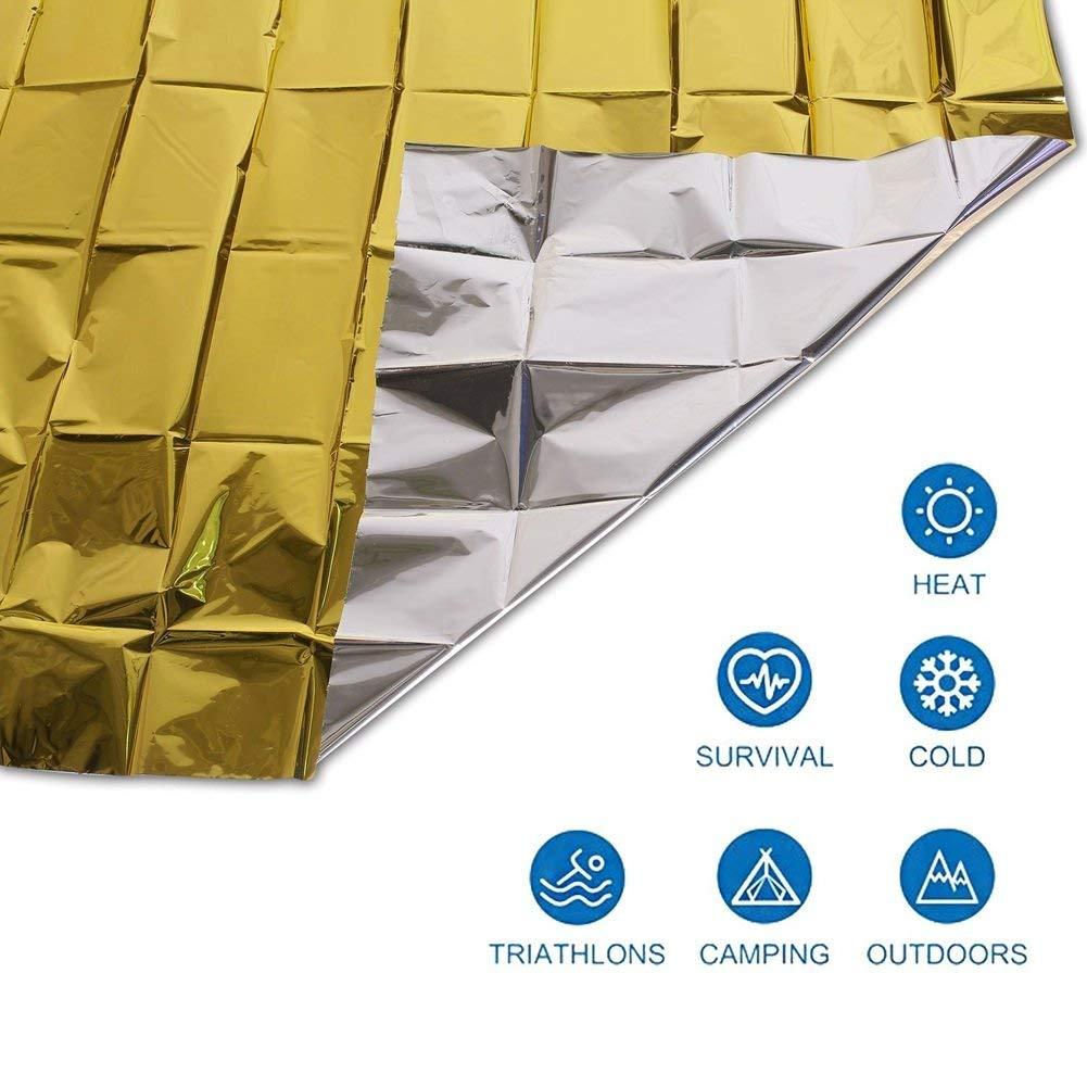 NYKKOLA NYKKOLA 4-Pack Extra Large Emergency Mylar Blanket 84\" X 52\" - Gold Foil Space Blanket: Designed for NASA - Essentials for Outdoors, Hiking, Survival, Marathons or First Aid