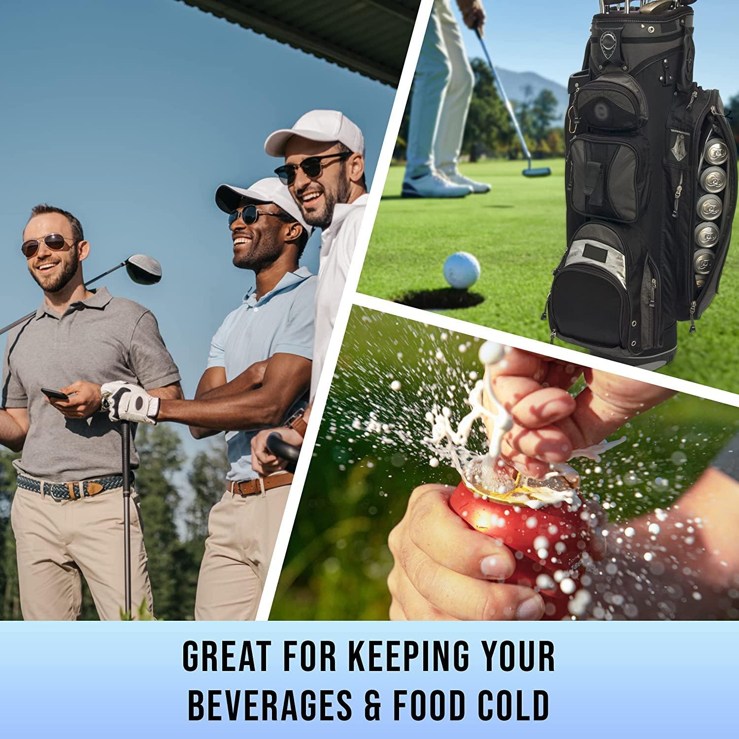 Caddyswag Caddy Swag Golf Bag Cooler Beer Sleeve 6 Can + Additional Golf-Ice Pack of 3 | Golf Cart Cooler for Drinks, Food, Fun Golf Gift for Men & Women