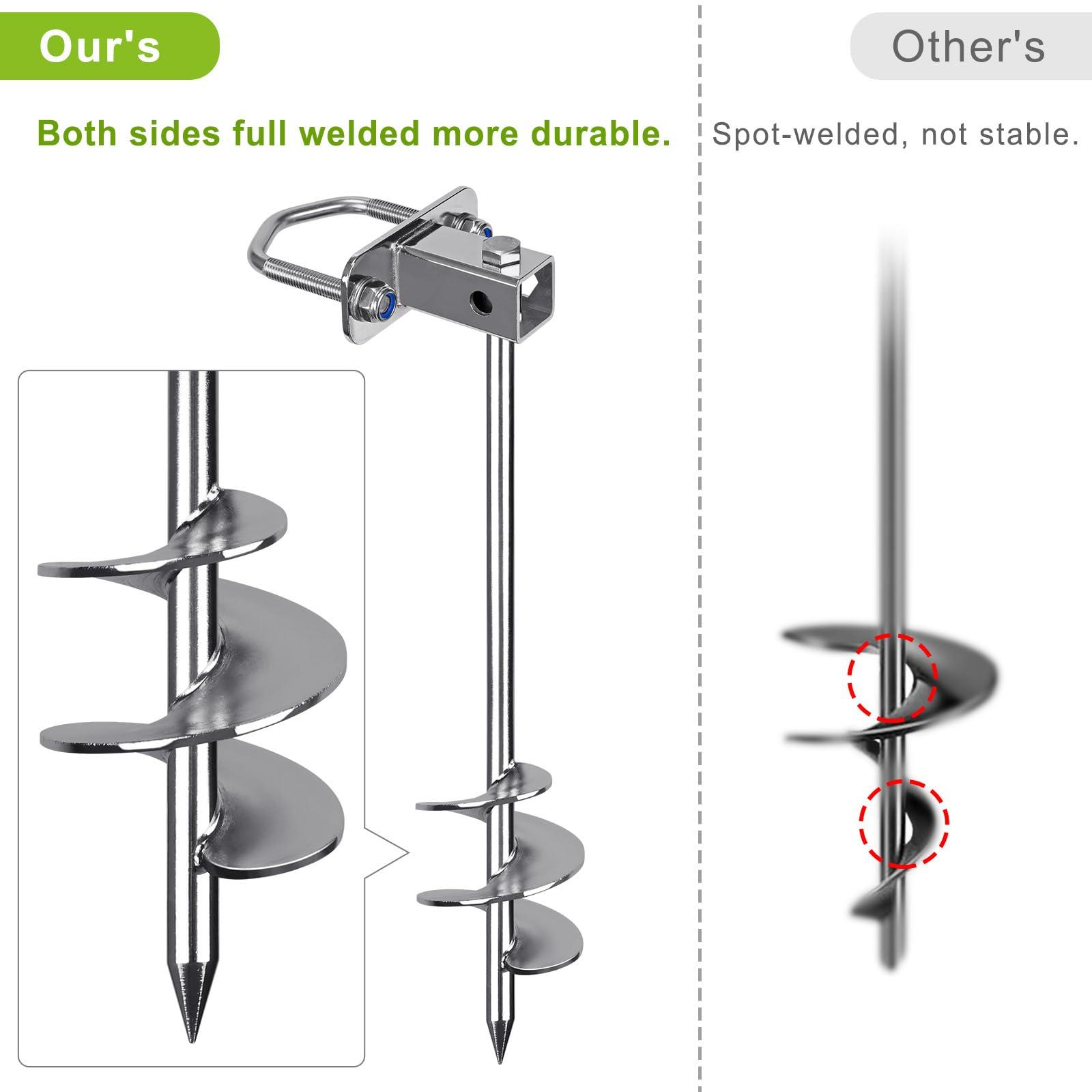 Insaga Insaga Multi-Purpose Ground Anchors, Fully Welded Trampoline Anchors, 16.5'' Mobile Home Anchors, Shed Anchor Kit for Trampoline, Swing Set, Carport,Play Ground, Set of 4