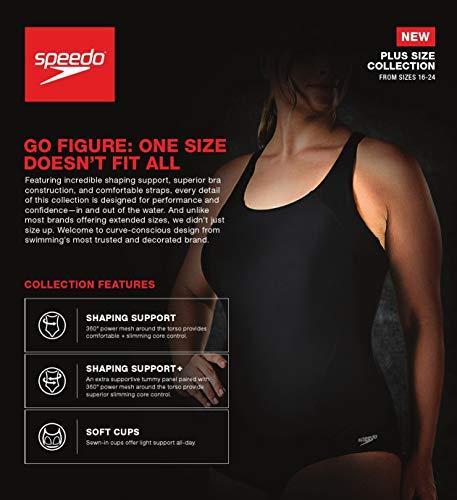 Speedo speedo Women's Swimsuit One Piece PowerFlex Princess Seam Ultraback Conservative Cut,speedo Black,8
