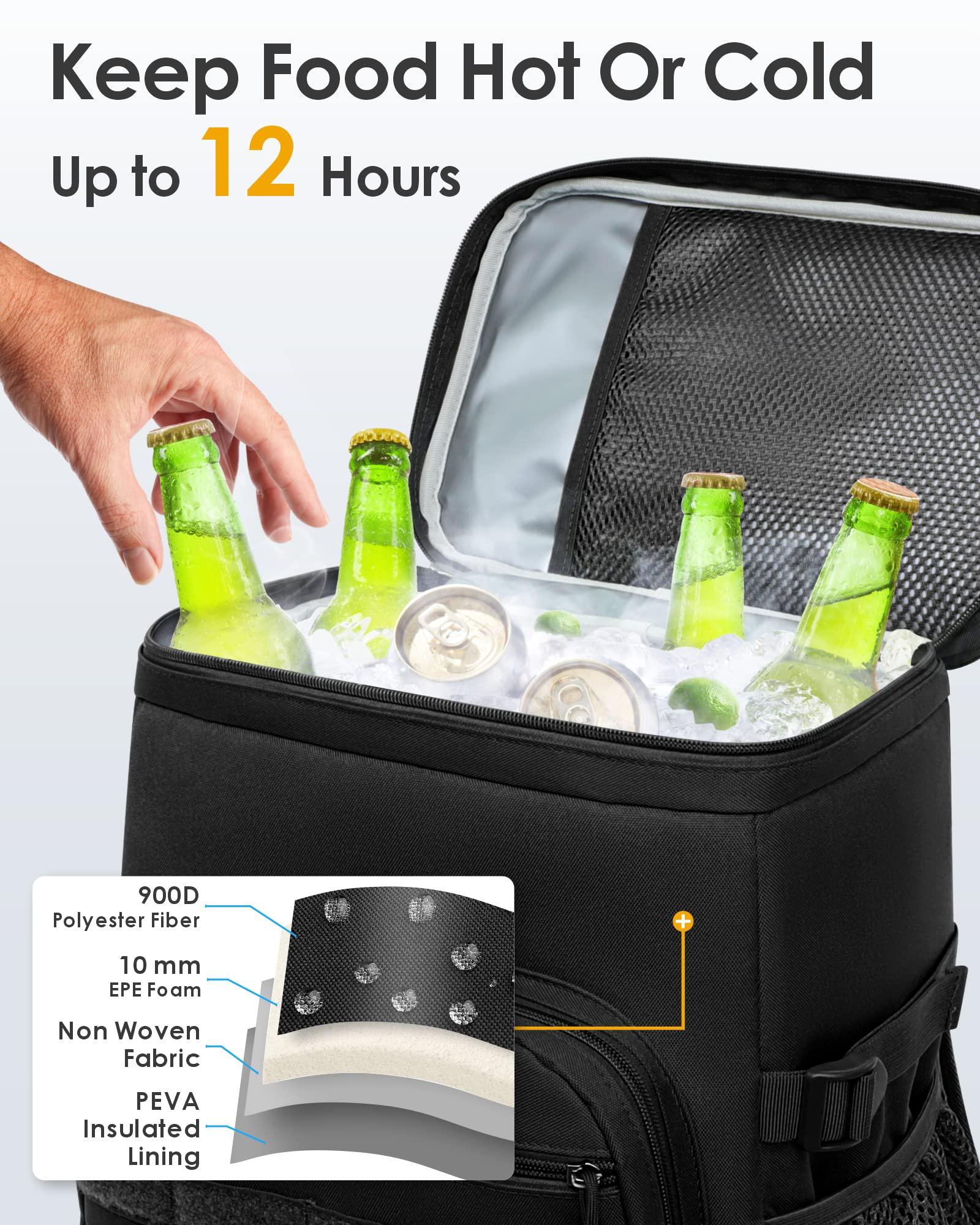 TACTICISM TACTICISM Backpack Cooler 38 Cans Tactical Lunch Backpack for Men Work - Molle Insulated Waterproof Leakproof - Black