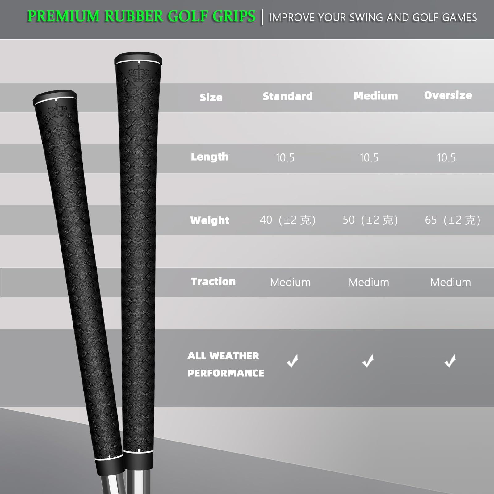 KINGRASP KINGRASPgolf club grips (13 Piece) Set golf club grips | Multi-Compound Rubber Golf Grip Undersize/ Standard / Midsize 10 Colors Optional.
