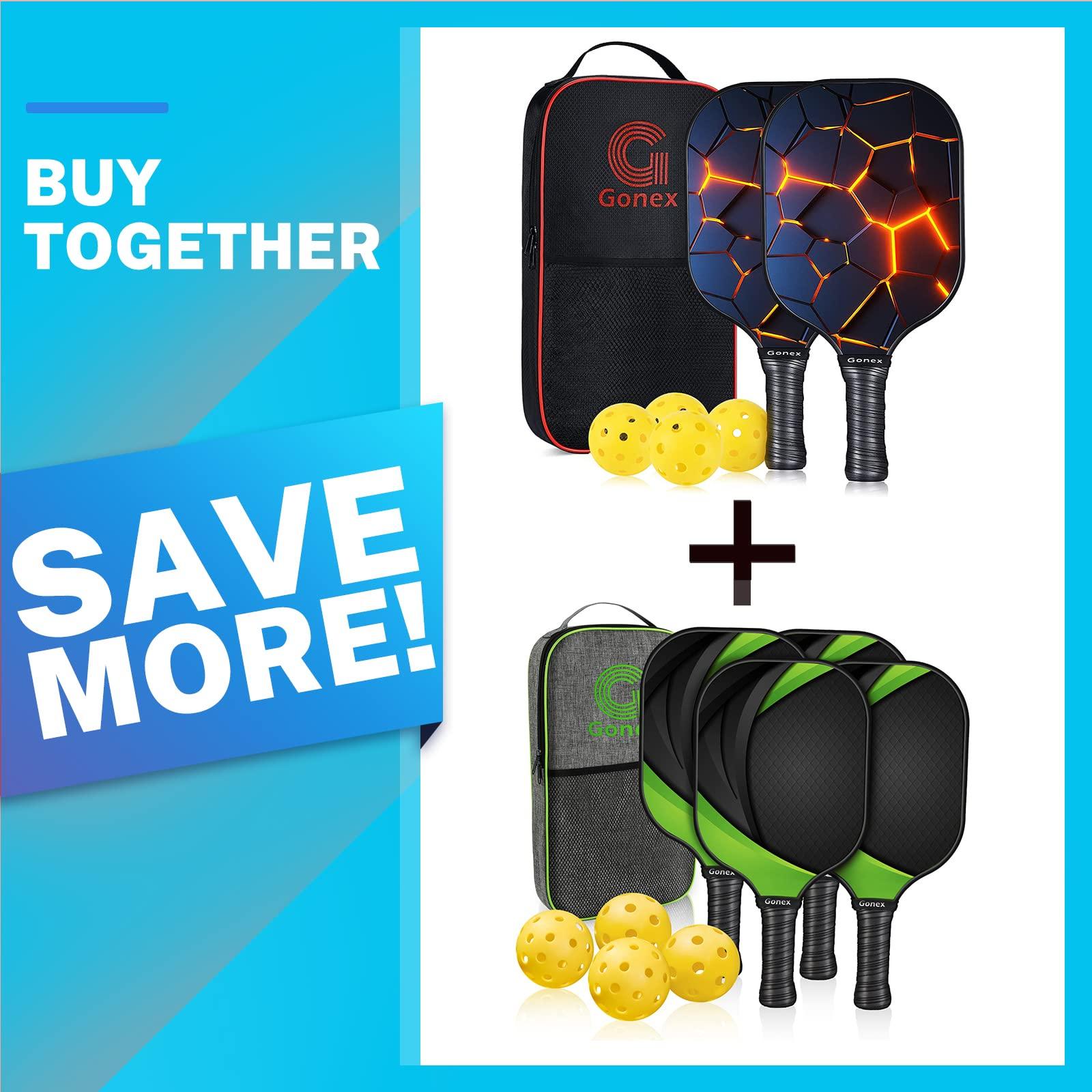 Gonex Gonex Pickleball Paddles, USAPA Approved Graphite Pickleball Set of 6 Paddles with 8 Balls, 2 Portable Carry Bags