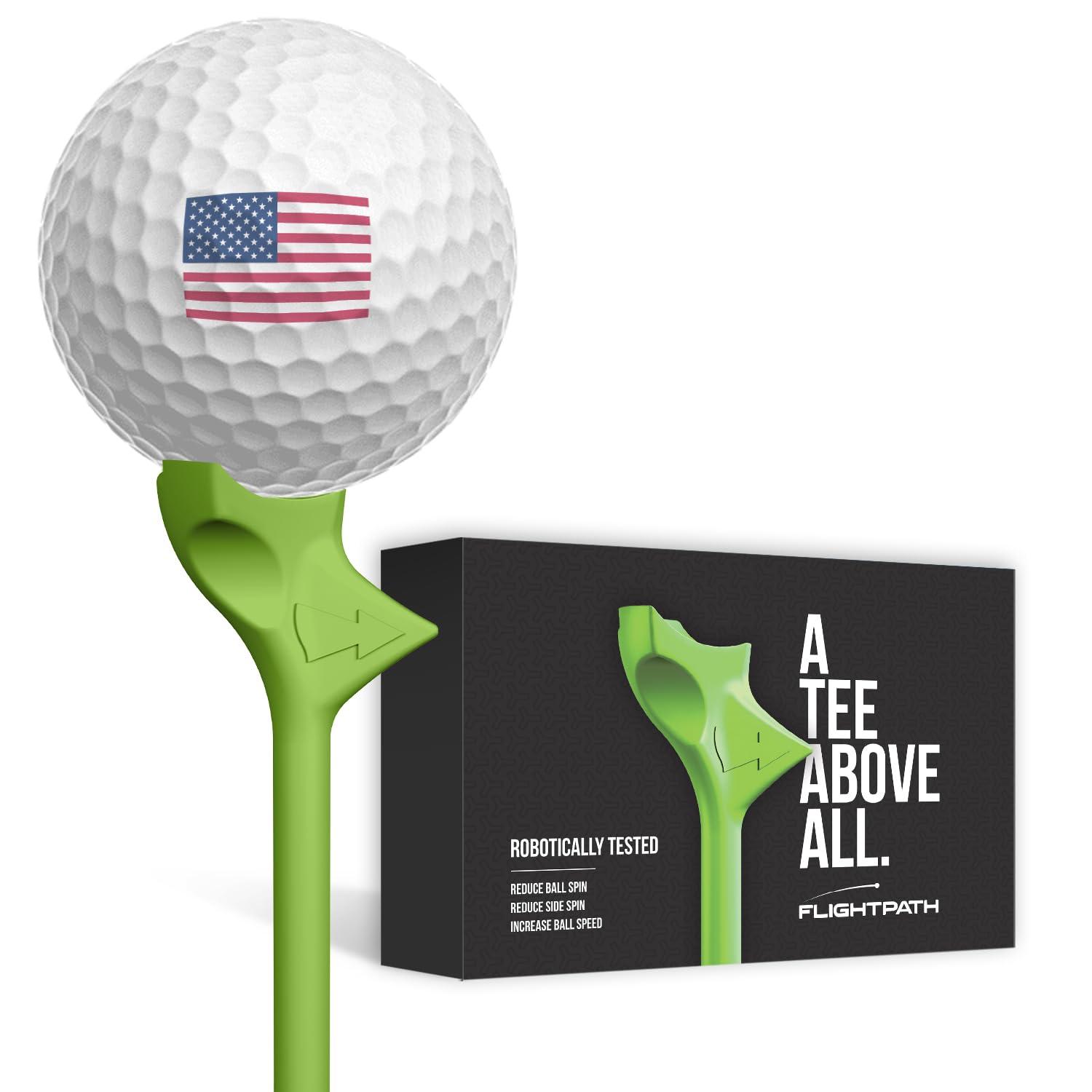 FLIGHTPATH FLIGHTPATH Premium Golf Tees - Durable Plastic Golf Tees Designed to Enhance Golf Shot Distance & Precision - Robotically Tested to Reduce Ball Spin - USGA Approved Golf Equipment (Green, 8 Pack)