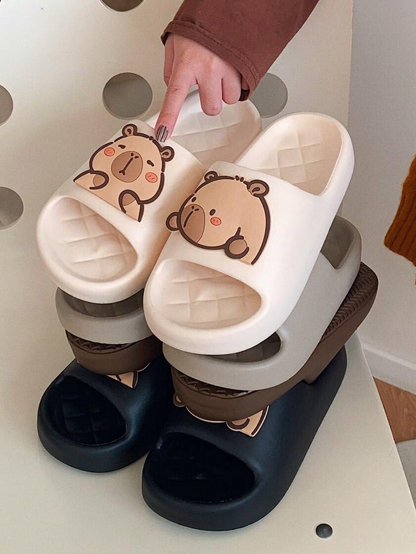 Wenray Cute Animal Capybara Slippers Womens Sandals Cloud Funny Slippers House Shoes Shower Shoes Indoor Outdoor (Brown,5.5)