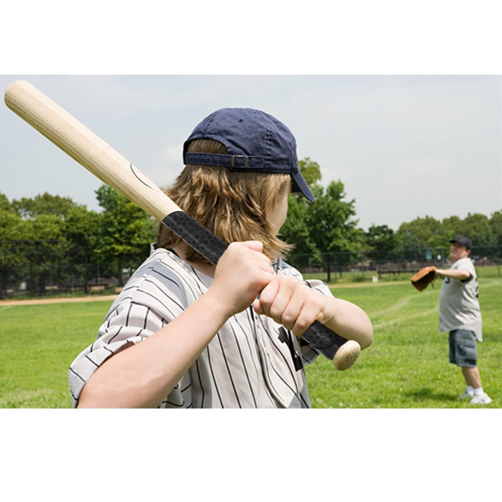 VEASAERS VEASAERS Bat Grip Tape Baseball Softball 2/4 Pack 40 inch 1.75mm Precut and Full Adhesive Back Pro Feel Soft Comfortable Tapes for Old Bats Handles (2 Pcs-Black+Blue Dot)