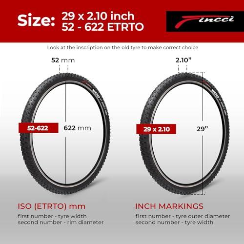 Fincci Fincci MARUDO Pair 29 x 2.10 Inch Bike Tire 52-622 Foldable Tires with 1mm Anti Puncture Proof Protection for MTB Mountain Gravel Hybrid Bike Bicycle - Pack of 2