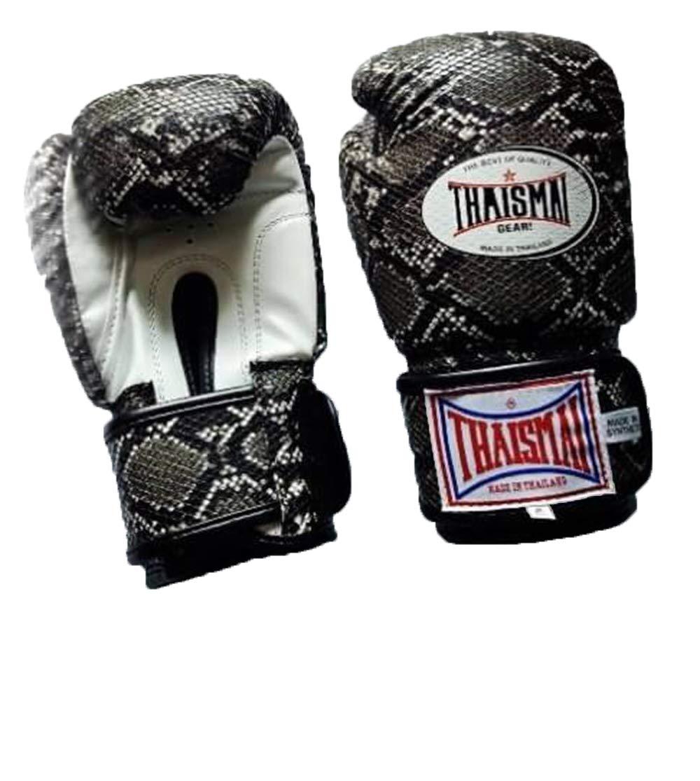 Thaismai THAISMAI Muay Thai Style Vectro Straps Boxing Gloves Python Skin Pattern with Polyurethane Synthetic Leather Material Black Color (16)
