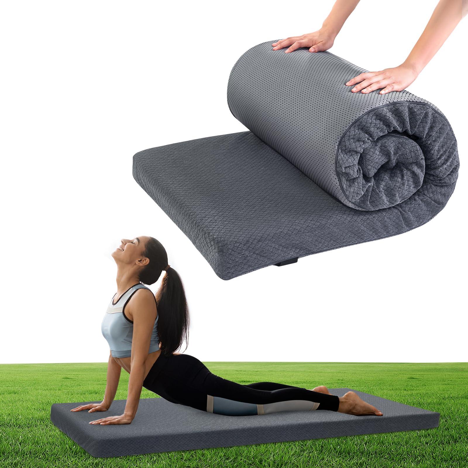 HOMBYS HOMBYS Memory Foam Camping Mattress Pad,Portable Sleeping Pad for Adult,Waterproof Cot Mattress,Roll Up Floor Mattress,Foldable Backpacking Travel Bed for Hiking,Guest Bed,79x38x3